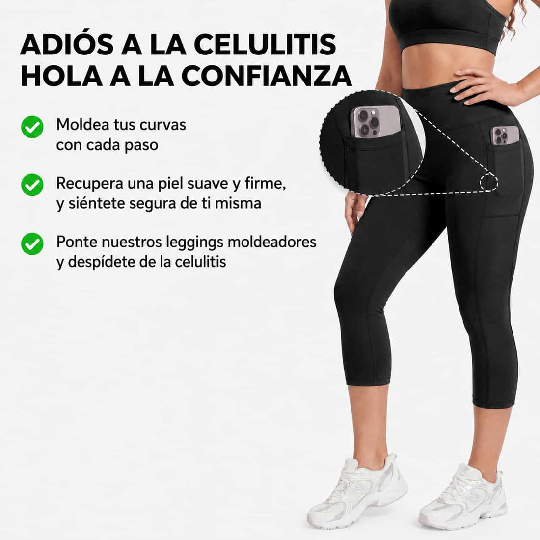 Leggings Capri Aurebee — Cintura Alta, Push Up y Bolsillo