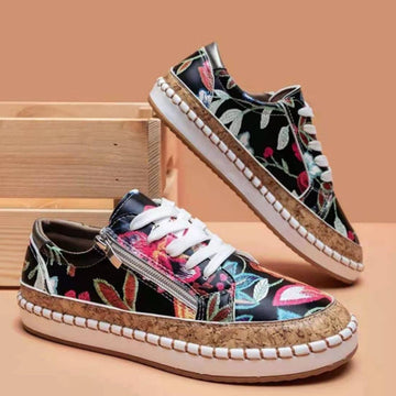 Tênis Mocassim Feminino Corda Floral